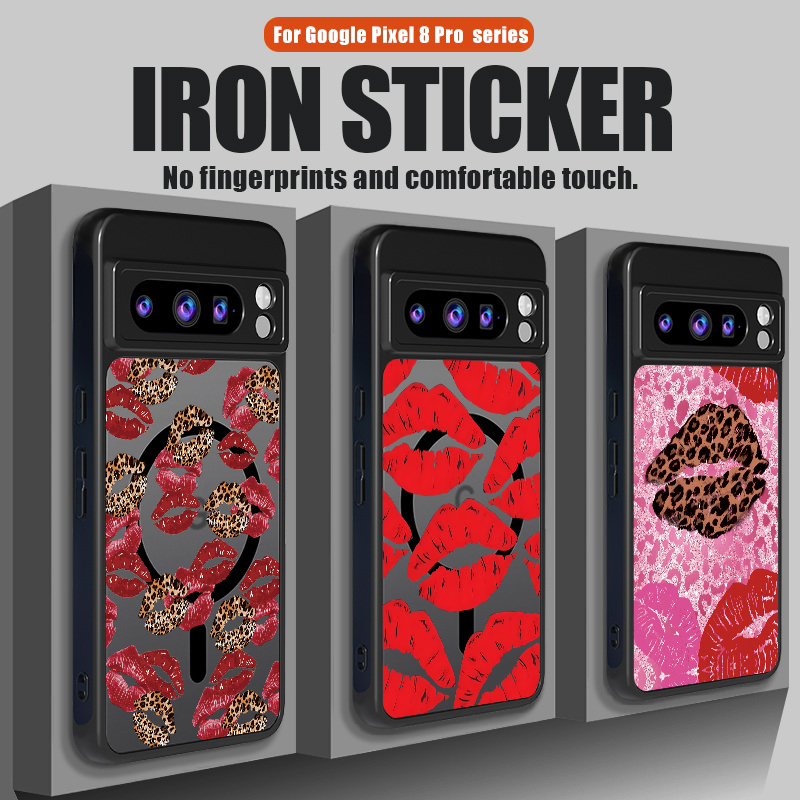 Google Pixel 9 - Leopard Red Lips Print Magnetic Phone