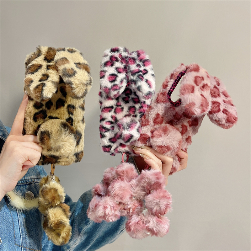 Samsung Galaxy S25 - Luxury 3D Leopard Print Rabbit Plush