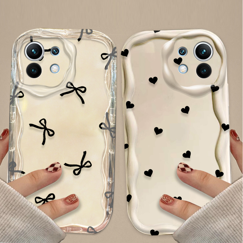 Xiaomi Poco X6 - Black Bowknot love Heart Case for