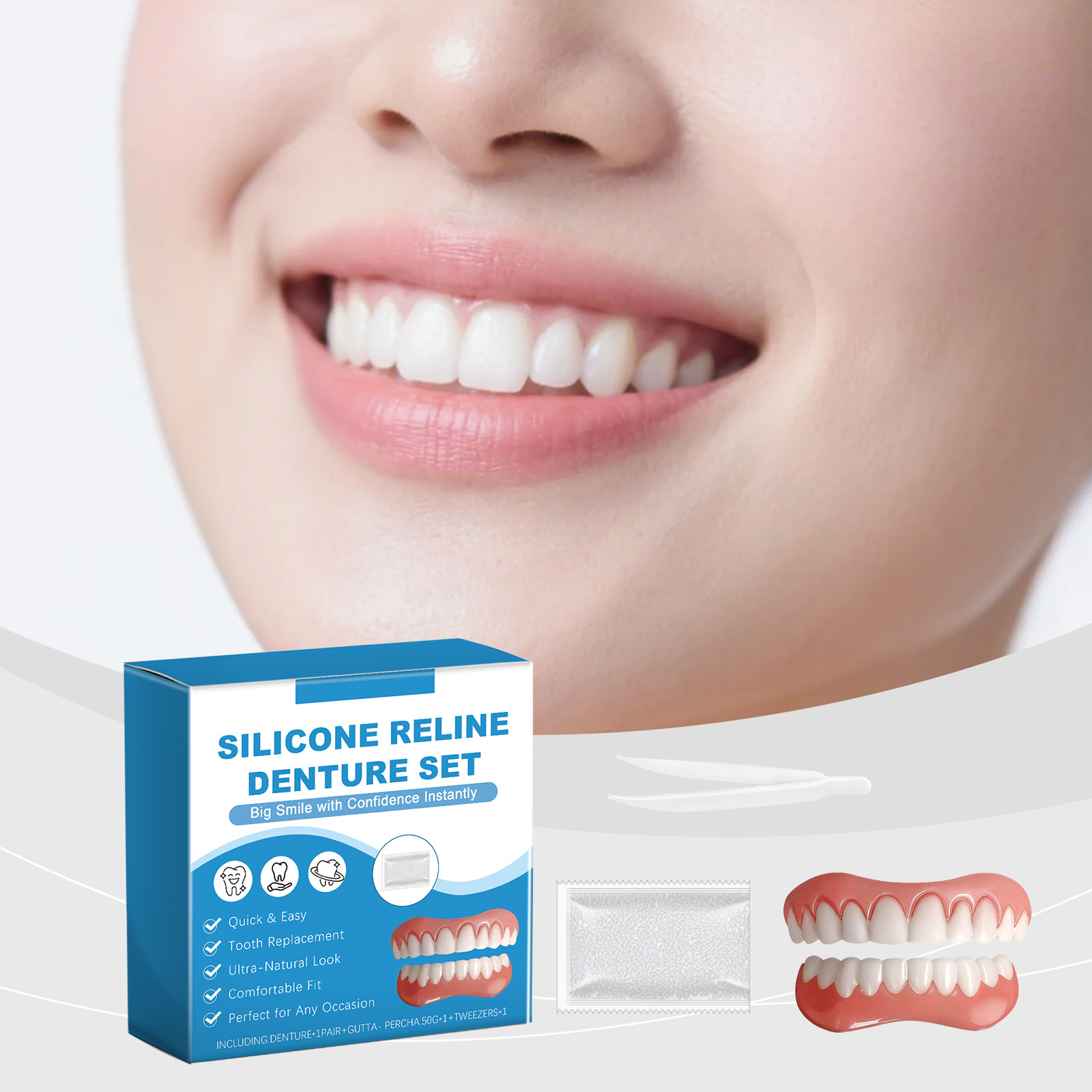 Denture Full Set Over Gums Kit - огляд і ціна Full Cover Adhesive